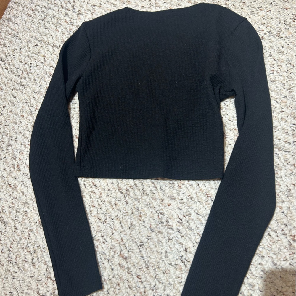Zara Black Long Sleeve Top Cropped